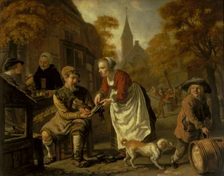 Scena di villaggio con un calzolaio, c.1650